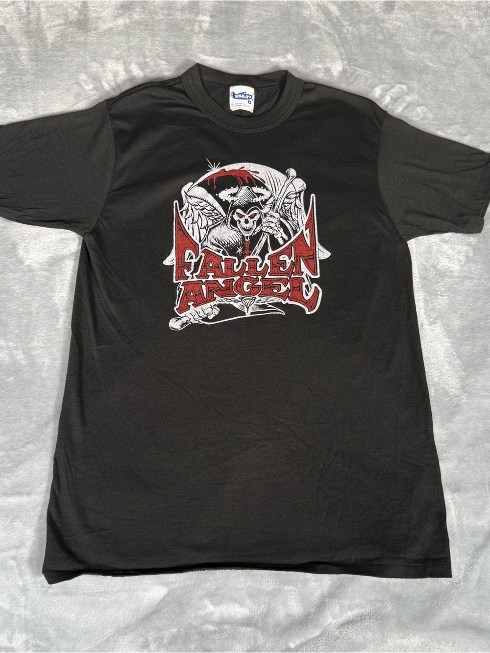 Vintage Fallen Angel Reaper T Shirt Mens L (Fits S) Biker Style Thin Faded 80s